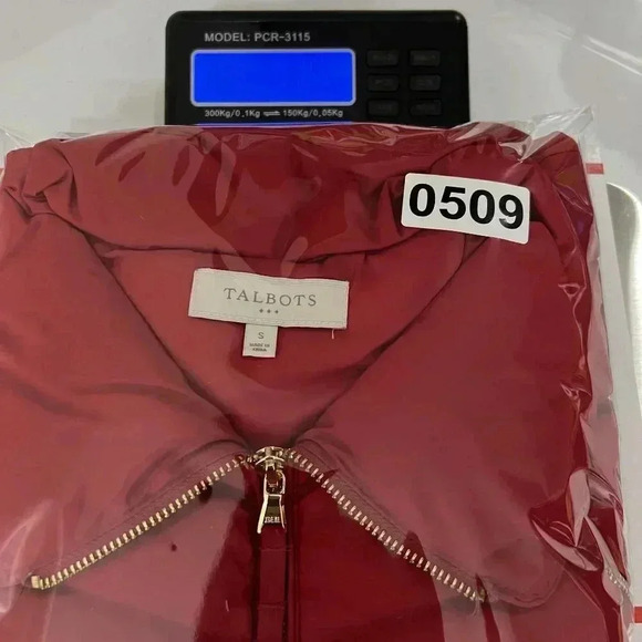 Talbots S Quilted Down Fill Puffer Vest Red Gold Zip Pocket High Neck Soft Shell - Picture 14 of 14